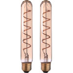 2er-Set LED-Filament-Lampe Röhre, T30, E27, 4 W, Amber, 240 lm, dimmbar, 3 x 18,5 cm 