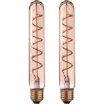 2er-Set LED-Filament-Lampe Röhre, T30, E27, 4 W, Amber, 240 lm, dimmbar, 3 x 22,5 cm 