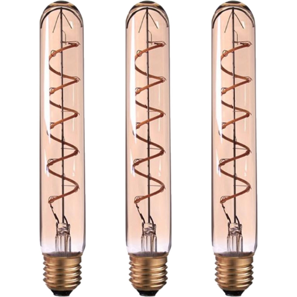 3er-Set LED-Filament-Lampe Röhre, T30, E27, 4 W, Amber, 240 lm, dimmbar, 3 x 22,5 cm