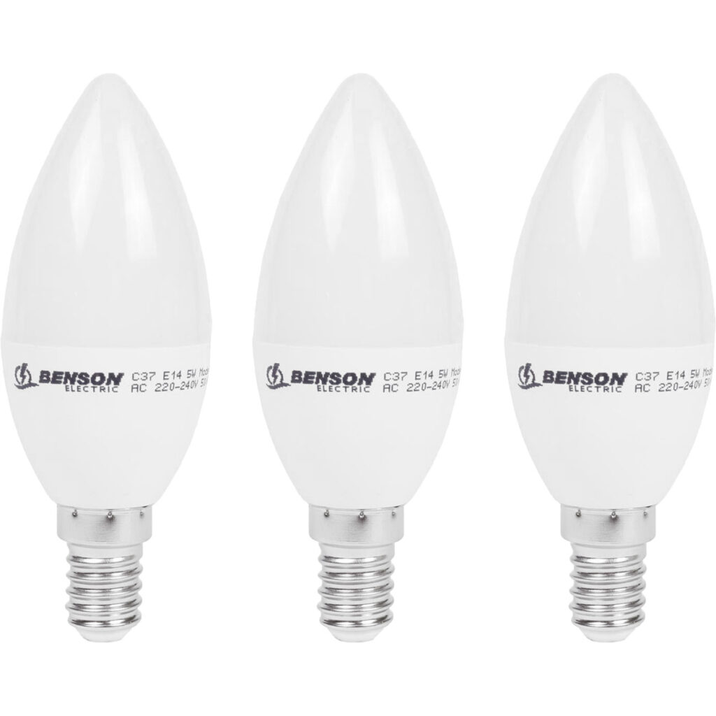 3er-Set LED-Kerzenlampe, C35, E14, 400 lm, 5 W, 3000 K, warmweiss