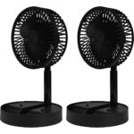 2er-Set Akku-Tischventilator, klappbar, mit Handyhalterung, schwarz 2er-Set Akku-Tischventilator, klappbar, mit Handyhalterung, schwarz