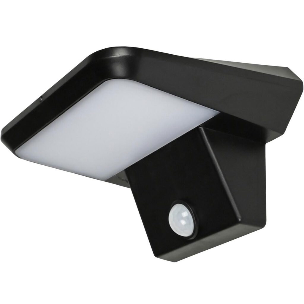 Solar Aussen-Wandleuchte, PIR-Sensor, IP44, schwarz