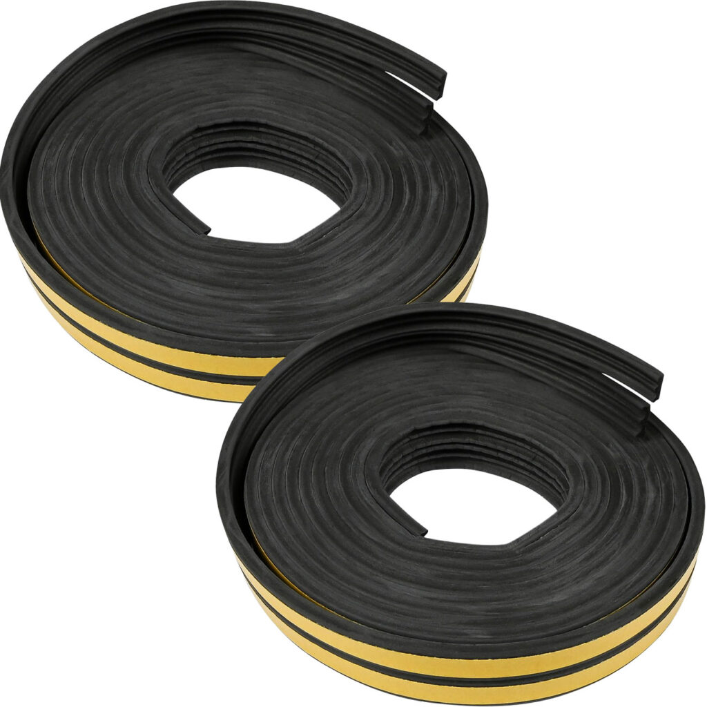 E-Profil Zugluft Dichtungsstreifen, 4er-Set, schwarz, 3m x 9mm x 4mm, selbstklebend