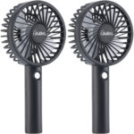 2er-Set 2-in-1 Hand- & Tisch-Ventilator, Akku- & USB-Betrieb, schwarz, 3-stufig, Ø 9,5 cm