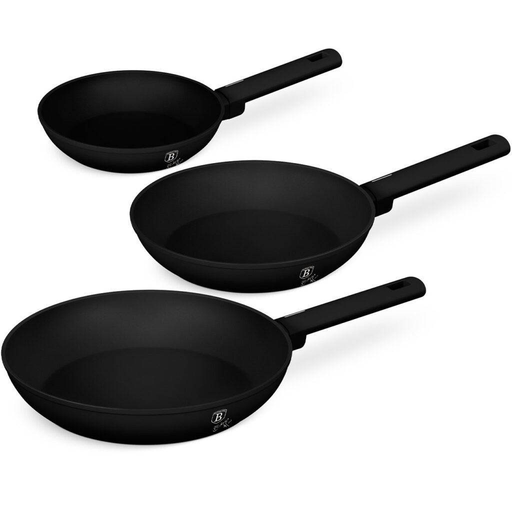 Bratpfannen-Set, 3 Stück, Ø 20/24/28cm, mattschwarz