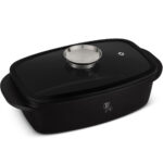 Bräter mit Aromaknopf & Glasdeckel, oval, 6 l, schwarz