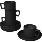 Design Espressotassen-Set aus Steingut, 4 Stück, mattschwarz