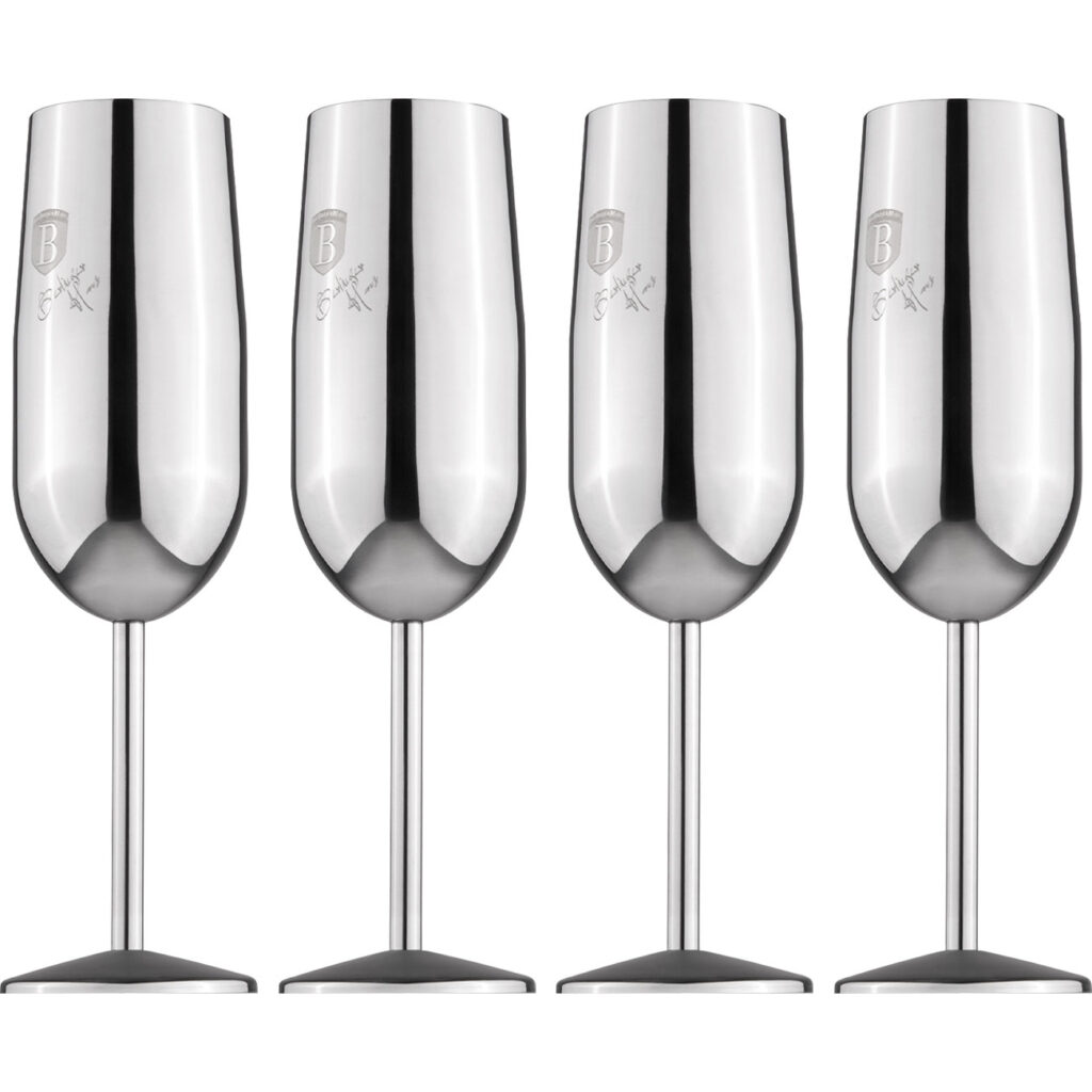 Metall-Champagnerglas-Set, 4tlg., silber, je 260 ml