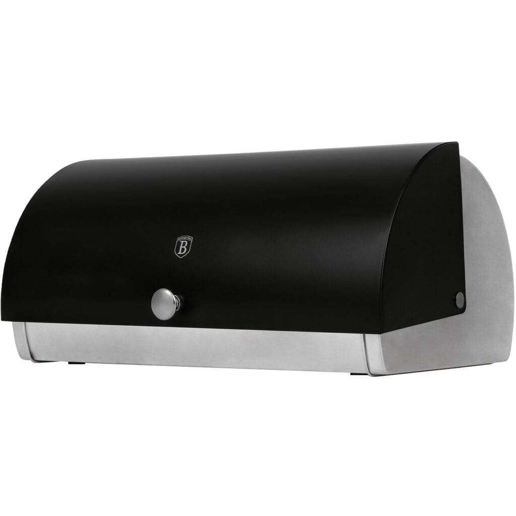 Brotkasten, Edelstahl, mattschwarz-silber, 38,5 x 28 x 18,5 cm