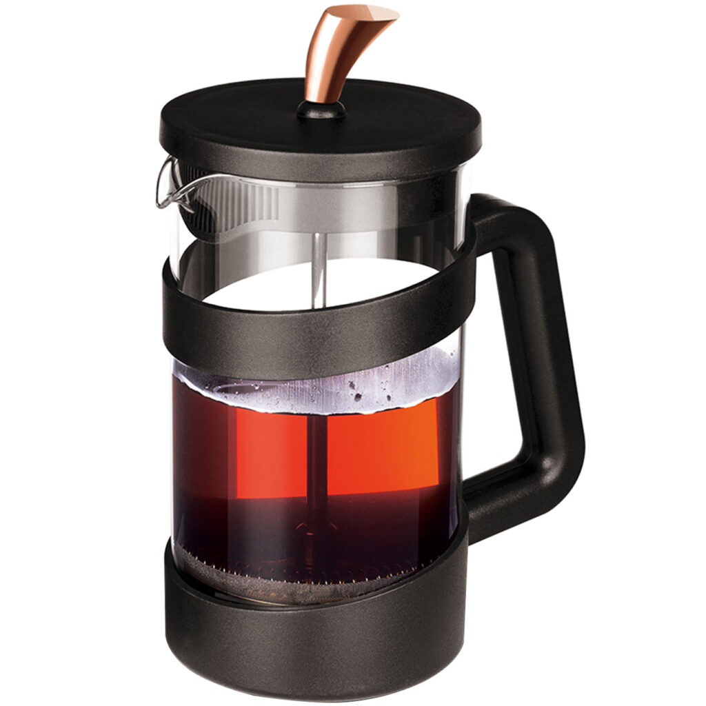 French-Press für Kaffee und Tee, 1 l, schwarz-roségold