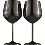 Metall-Weinglas-Set, 2tlg., schwarz, je 550 ml