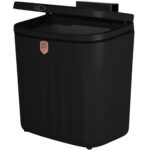 Mülleimer mit Haken für die Küchenschranktür, schwarz-roségold, 7 l