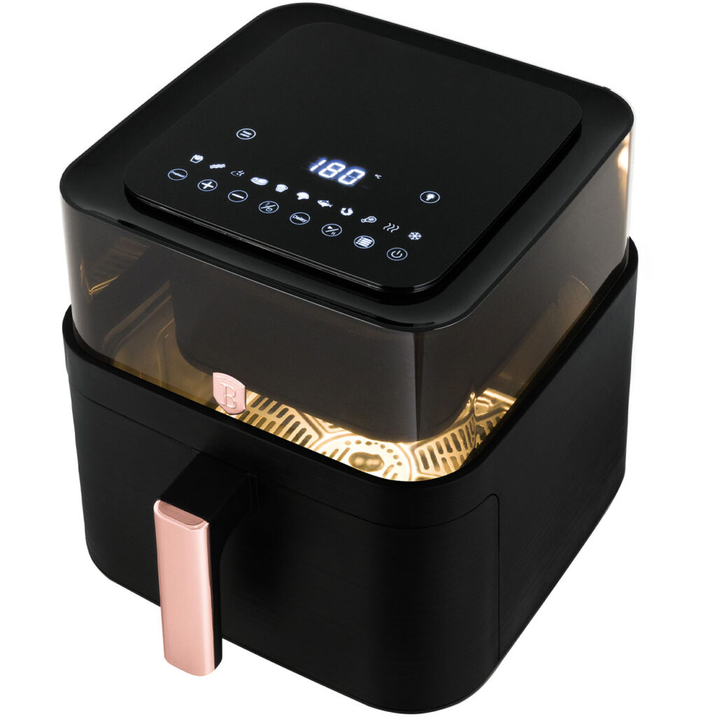 Heissluftfritteuse mit Sichtfenster & 11 Kochprogrammen, 7,2L, schwarz-roségold