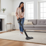 Akku-Staubsauger mit 3 Geschwindigkeiten & LED-Licht, 12 Kpa, 140 W, schwarz-roségold