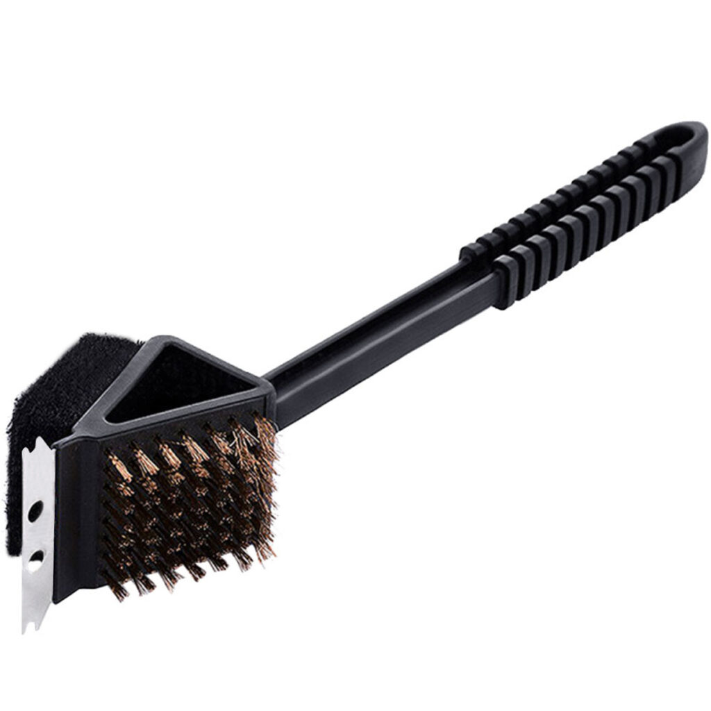 3in1 Grillbürste mit Schaber und Schwamm