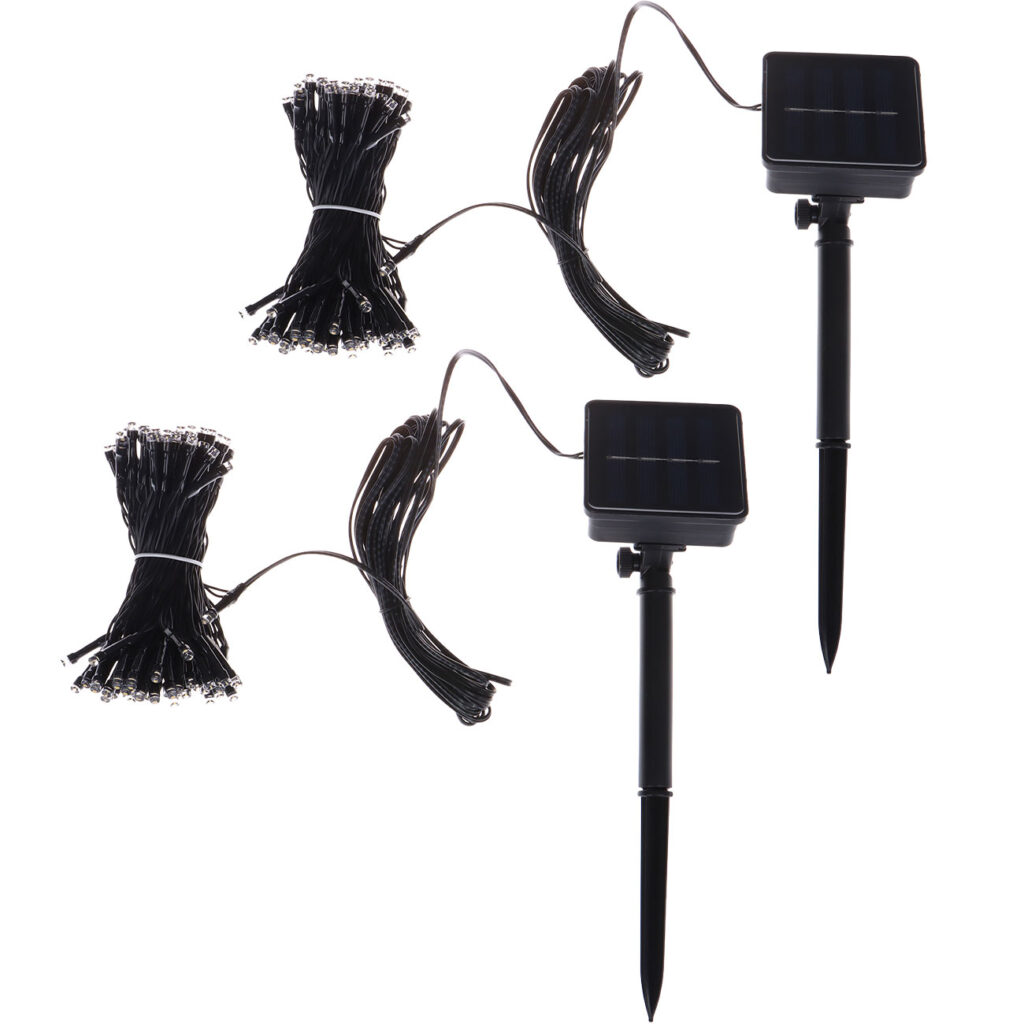 2er-Set Solar-Lichterketten, 100 warm-weisse LEDs, ca. 12,5 cm