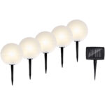 5 Solar Kugellampen mit Erdspiess, Warmweiss- und RGB-Beleuchtung