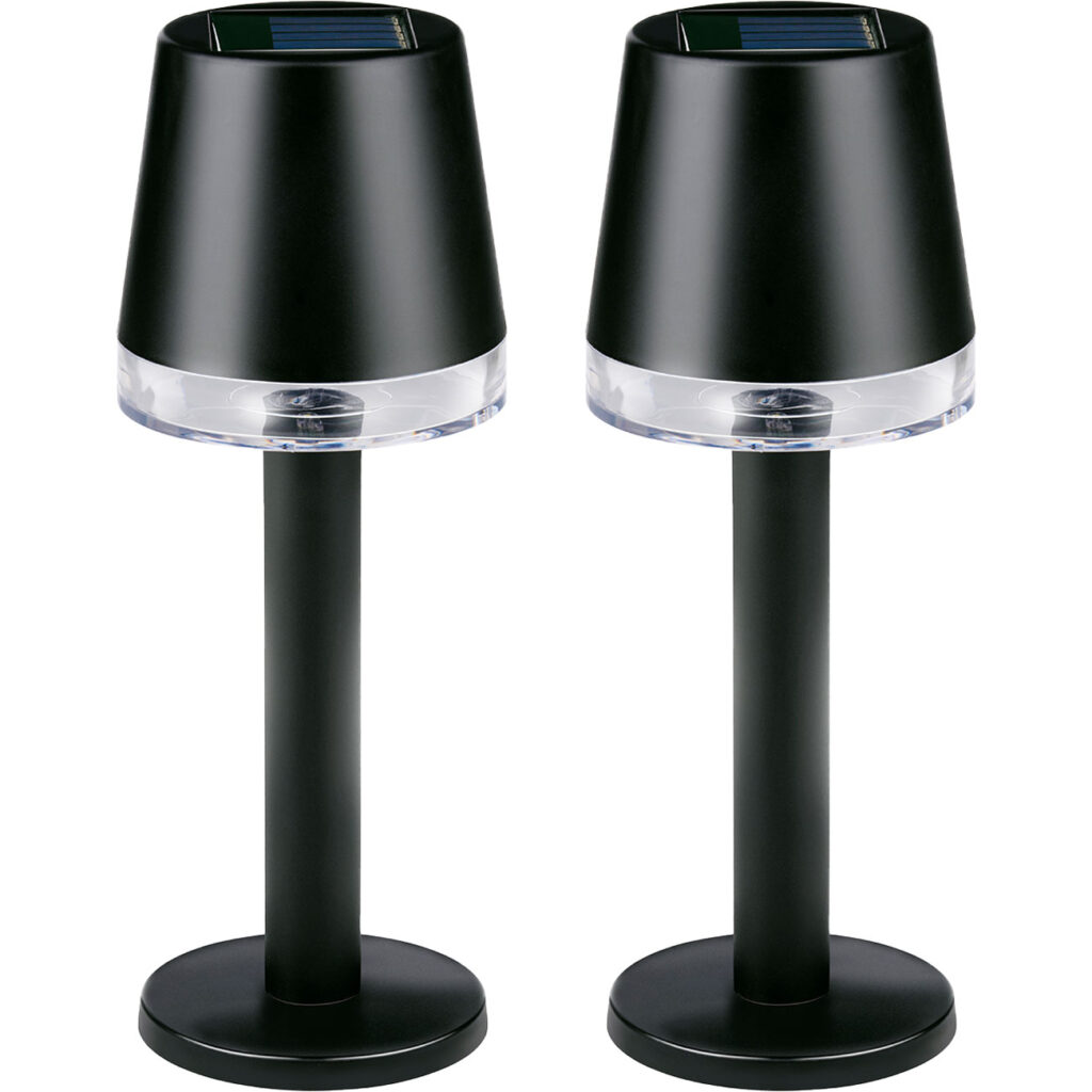 2er-Set Moderne Solar Tischleuchte, schwarz