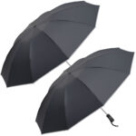 2er-Set Faltbarer Regenschirm mit LED-Taschenlampe, schwarz