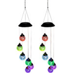 2er-Set Buntes LED Windspiel, solarbetrieb