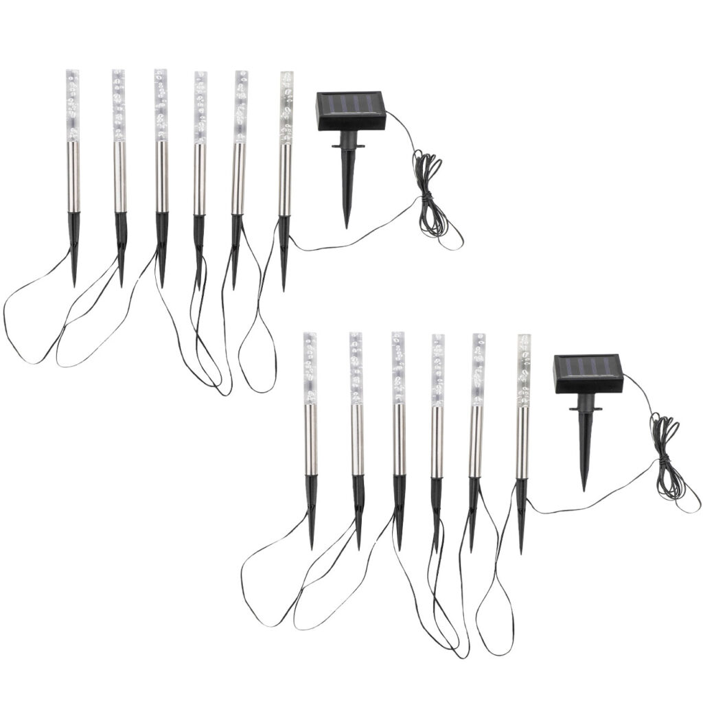 2er-Set LED Solar Leuchtstäbe Bubbles mit Erdspiess