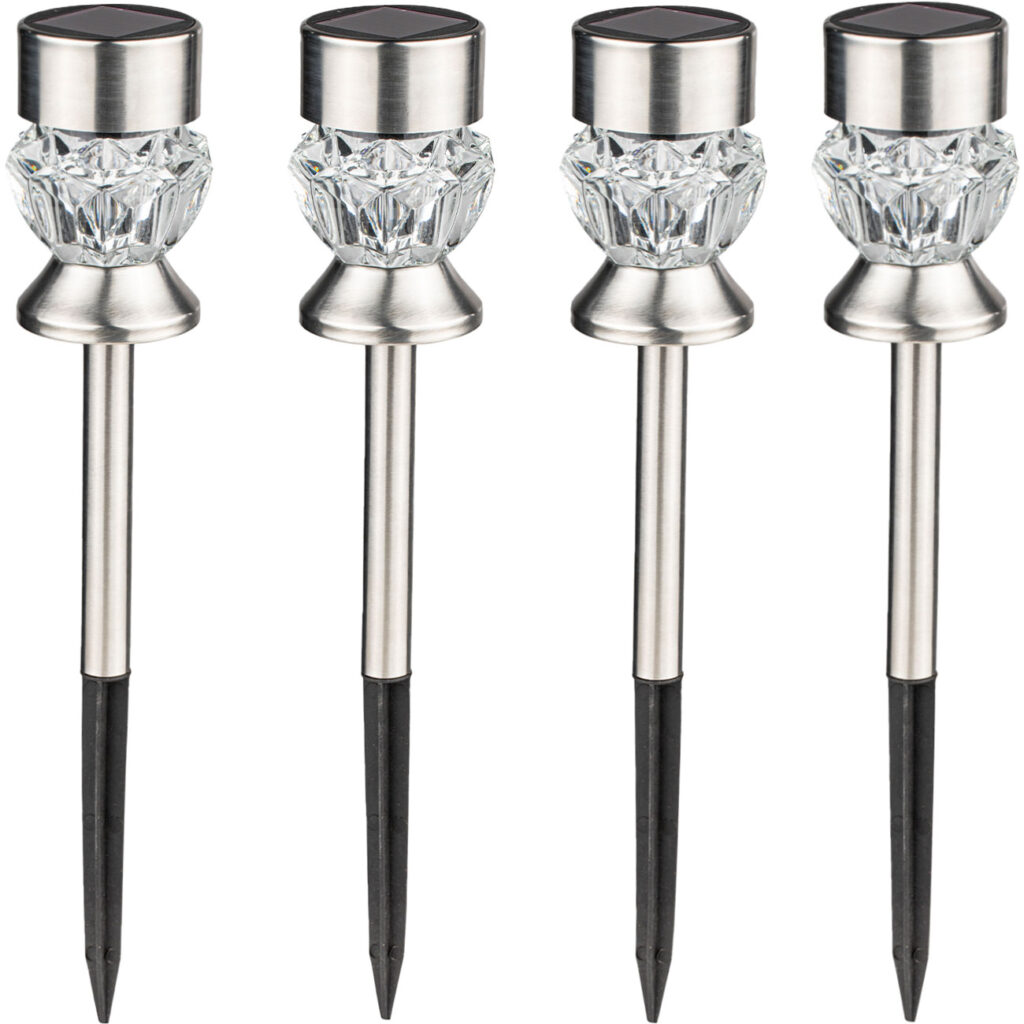 4er-Set LED Solarlampen Gartenstecker, RGB+Weiss, Ø 7 x H 36cm