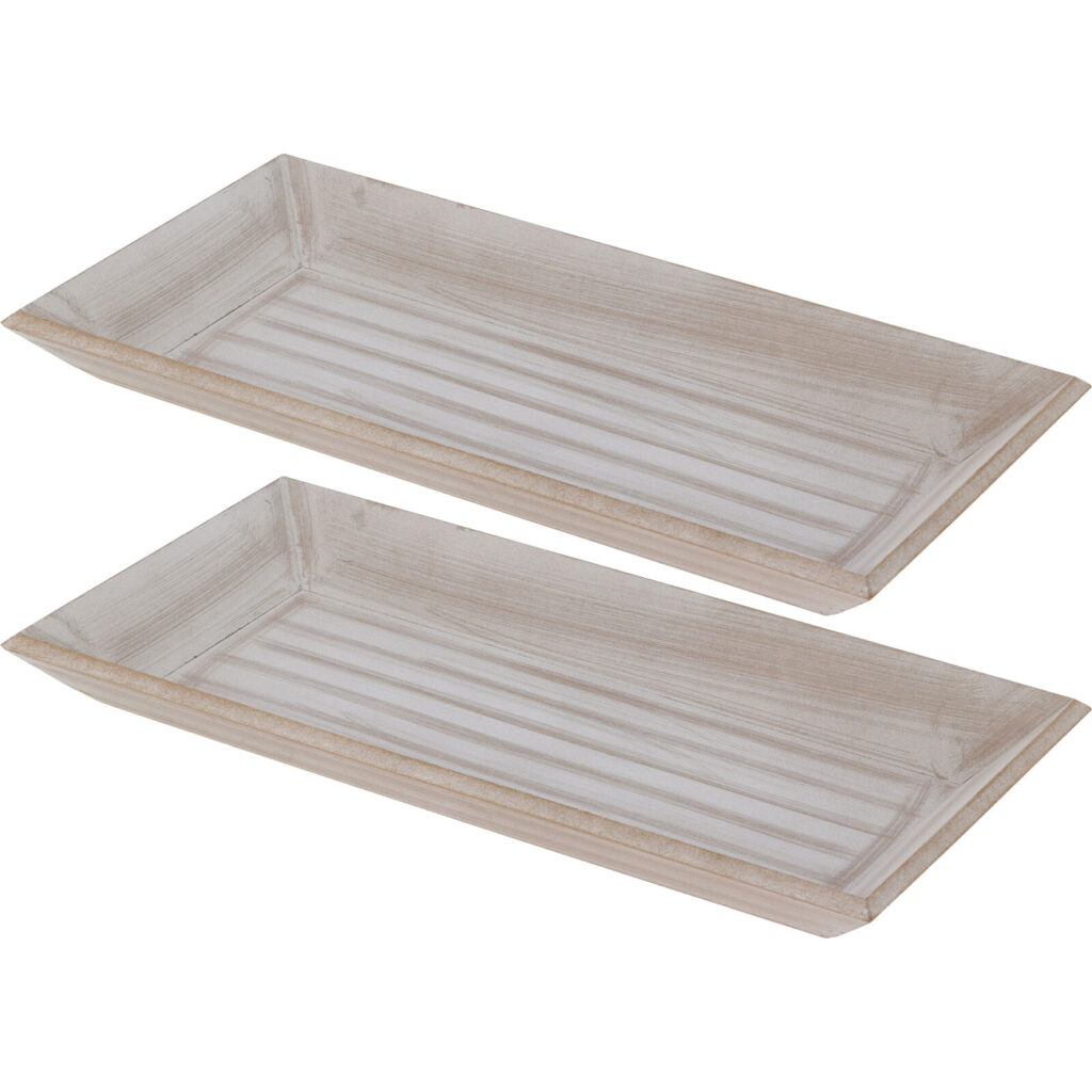 2er-Set Deko-Tablett, 20,5 x 40, antikgrau