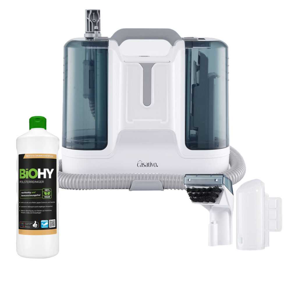 Polsterreinigungsset: 450-Watt-Waschsauger & Polsterreiniger-Konzentrat