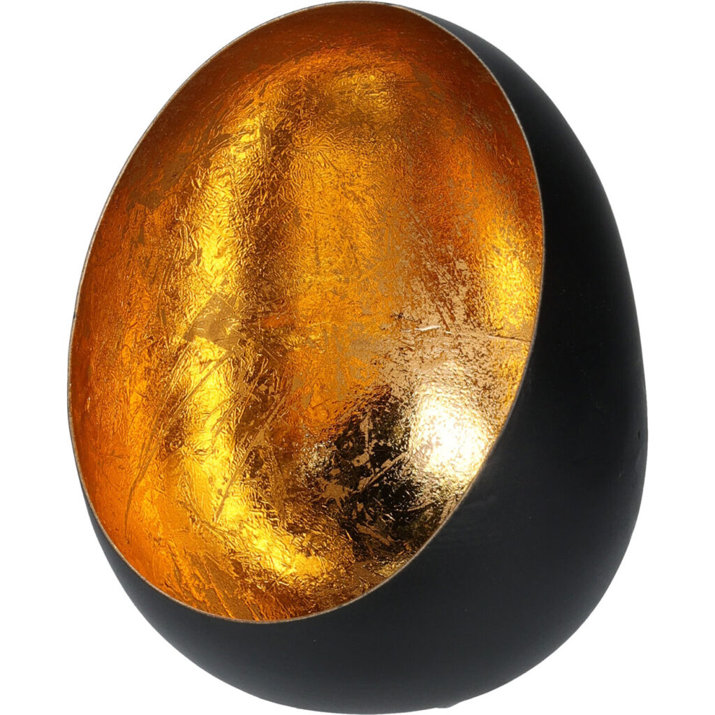 Windlicht aus Metall 10 x 13 cm, für Kerzen & Teelichter, schwarz/gold