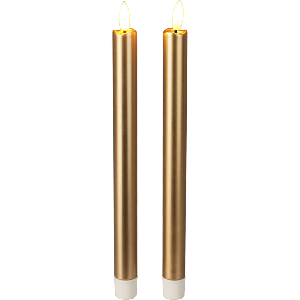 Hochwertige LED Kerzen 2er-Set, 2 x 25 cm, gold