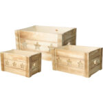 Aufbewahrungs-Holzboxen „Stern“, 3er-Set