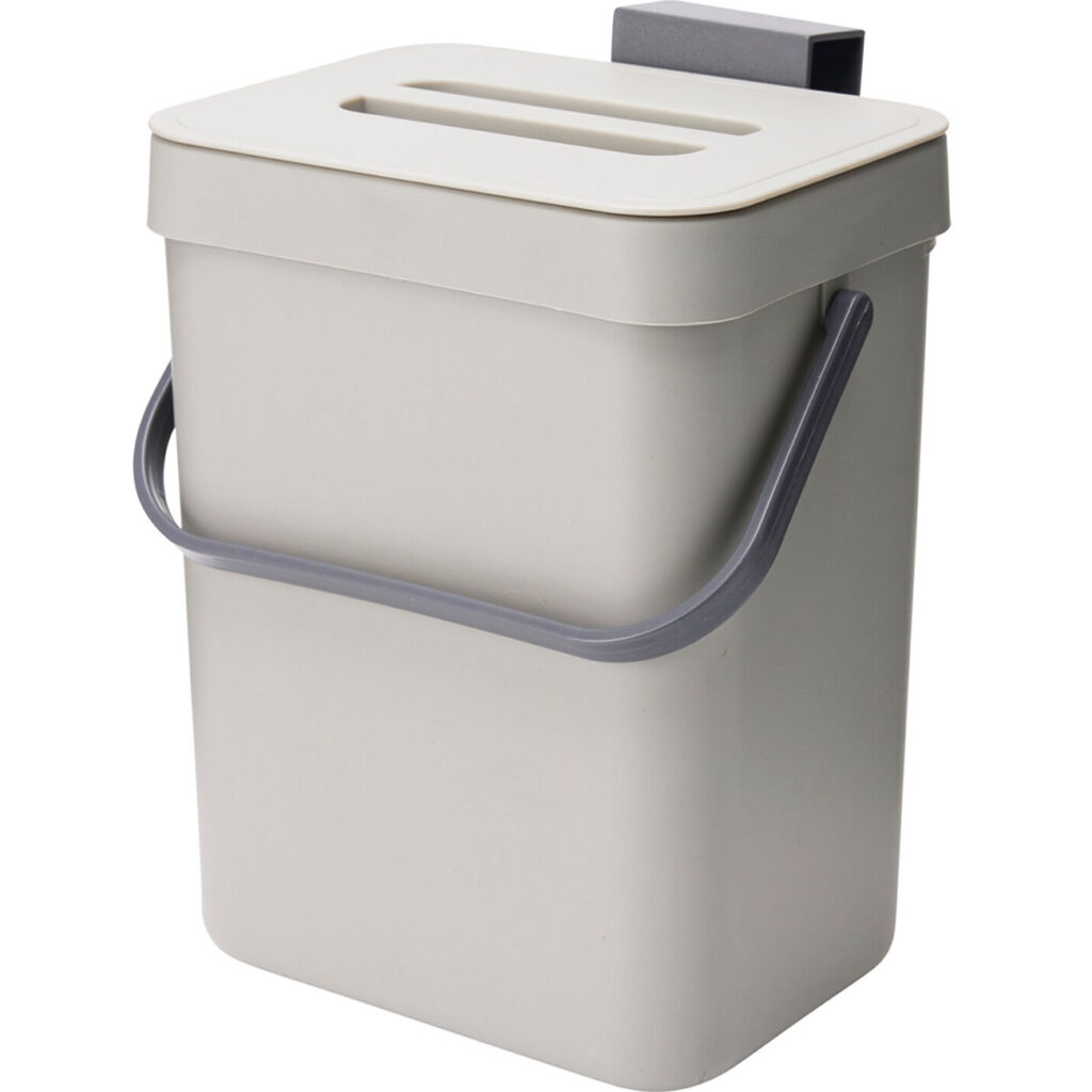 3L Abfalleimer mit Haken für die Küchenschranktür, 15,5 x 12 x 20,5 cm, grau