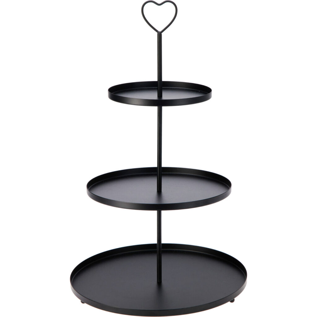 Elegante Etagere mit 3 Ebenen, 30 x 30 x 48 cm, schwarz