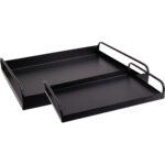 Serviertablett 2er-Set aus Metall, schwarz