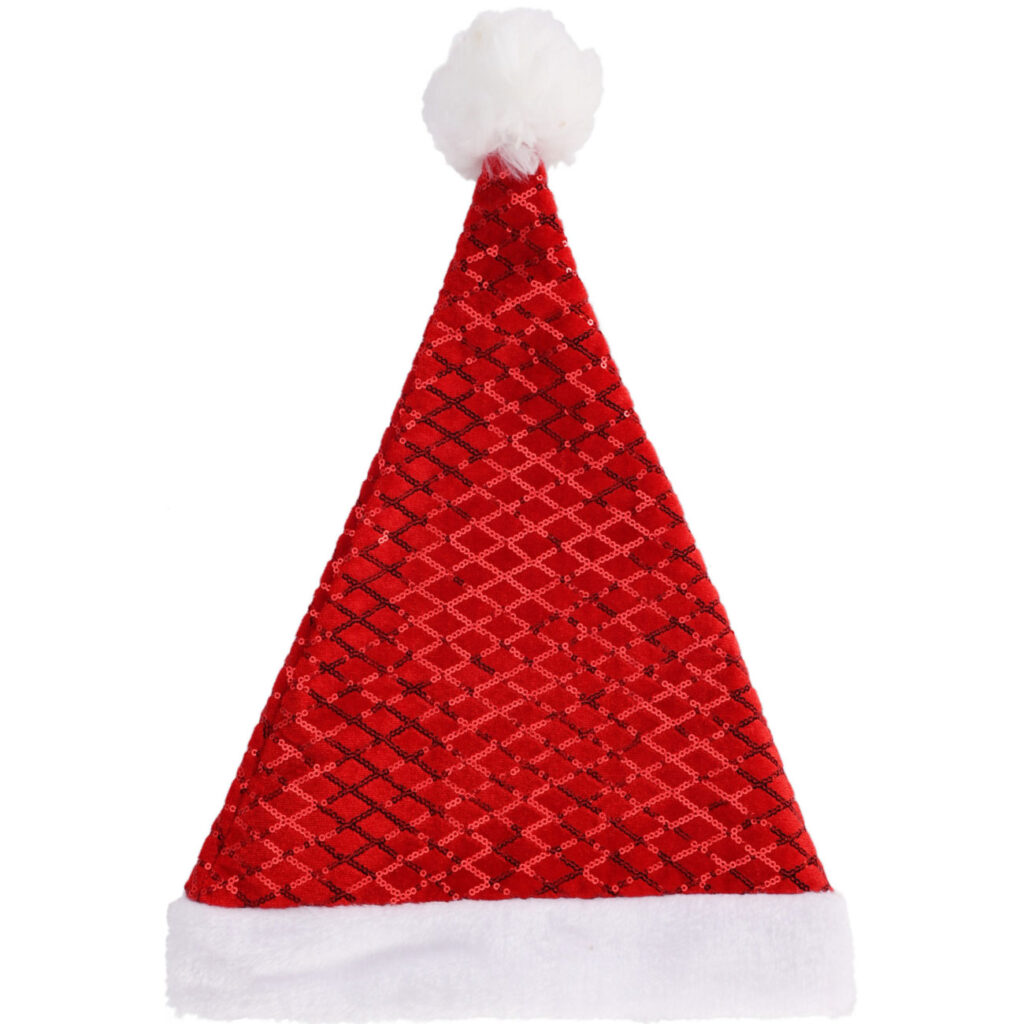 Glitzernde Weihnachtsmütze mit roten Pailletten, 42 x 30 cm