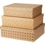 Geschenkbox-Set rechteckig, 3-teilig, mit 3 verschiedenen Designs, braun