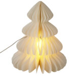 Baum LED Dekoration Wabenpapier mit 6h Timer, 24,5 x 40 cm, weiss