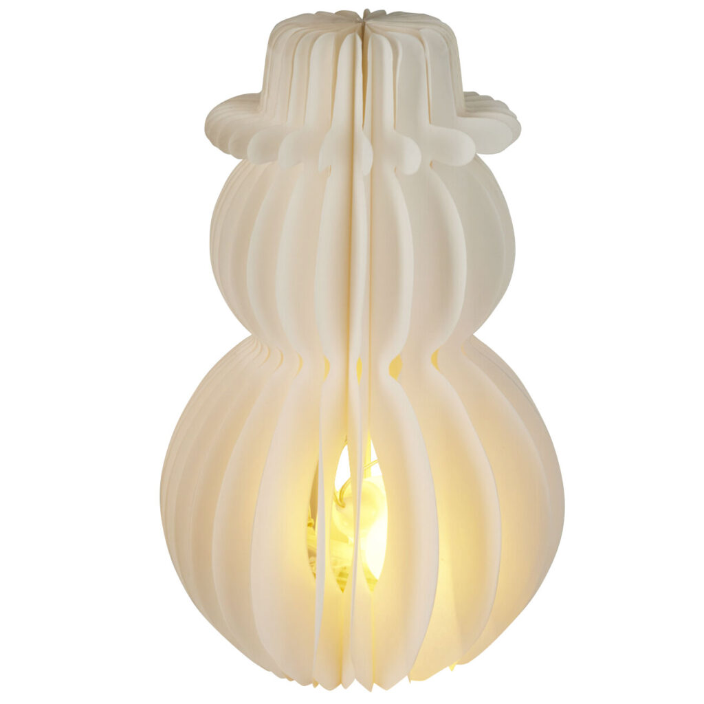 Schneemann LED Dekoration Wabenpapier mit 6h Timer, 30 x 50 cm, weiss