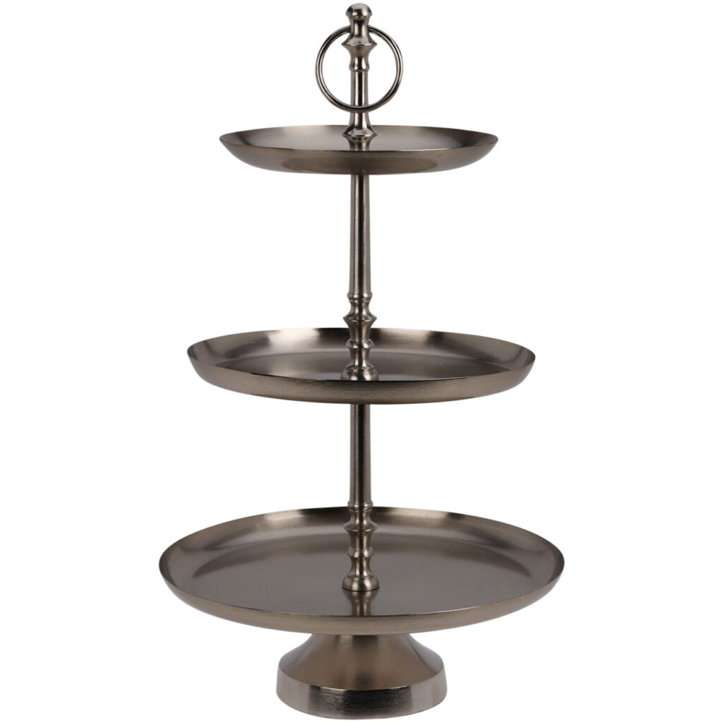 3-Etagen Etagere, 30 x 50 cm, silber