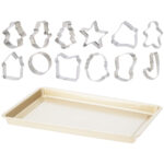 Backset für Weihnachten, 13-tlg. PTFE Stahl Backblech & 12er-Set Edelstahl Keksausstecher