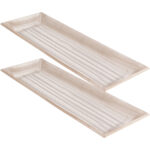 2er-Set Rustikales Deko-Tablett 20,5 x 3,7 x 60 cm, grau