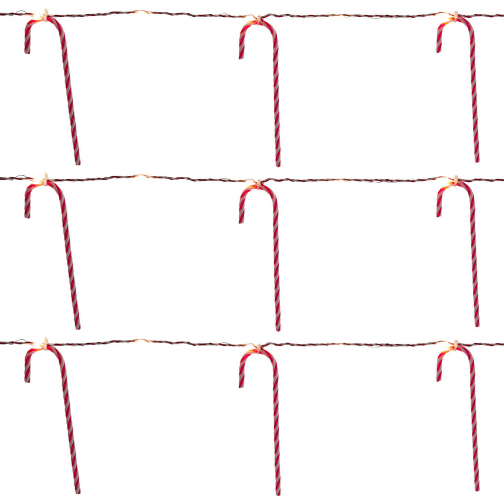 3er-Set Weihnachtsdeko-Zuckerstange Lichterkette – je 10 Stk. 20 Warmweisse LEDs