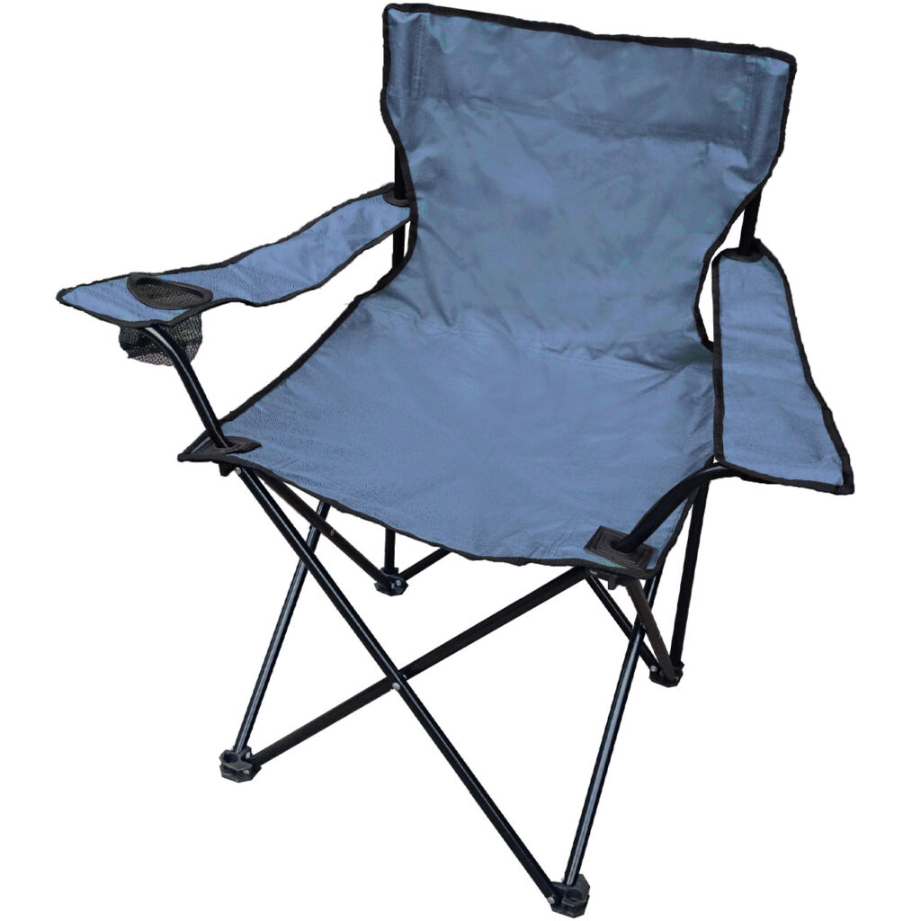 Faltstuhl mit Armlehne & Getränkehalterung, blau, klappbar
