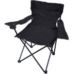 Faltstuhl mit Armlehne & Getränkehalterung, schwarz, klappbar