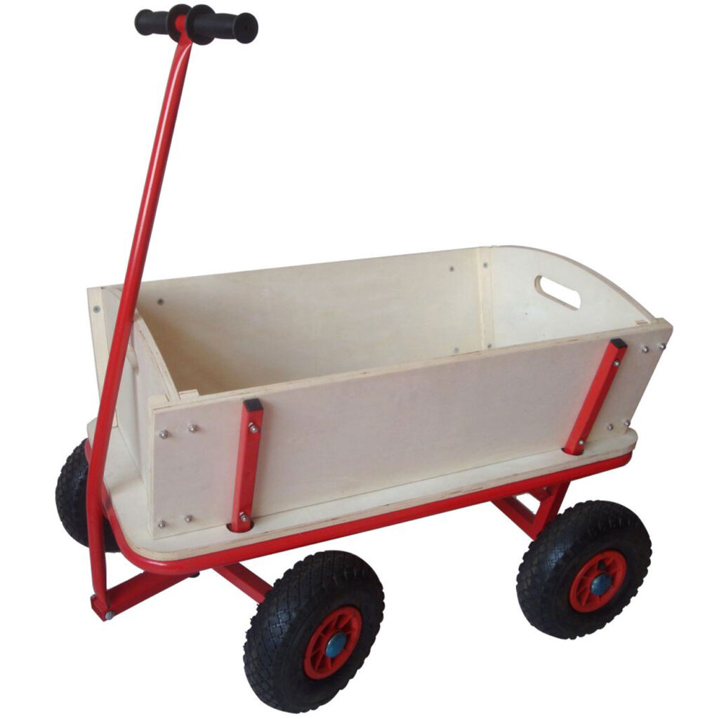 Bollerwagen aus Holz, Luftreifen, 100kg Tragkraft