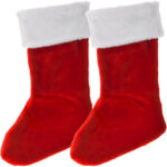 2er-Set Plüsch-Strumpf für die festliche Weihnachts-Deko, 25 x 2 x 42 cm
