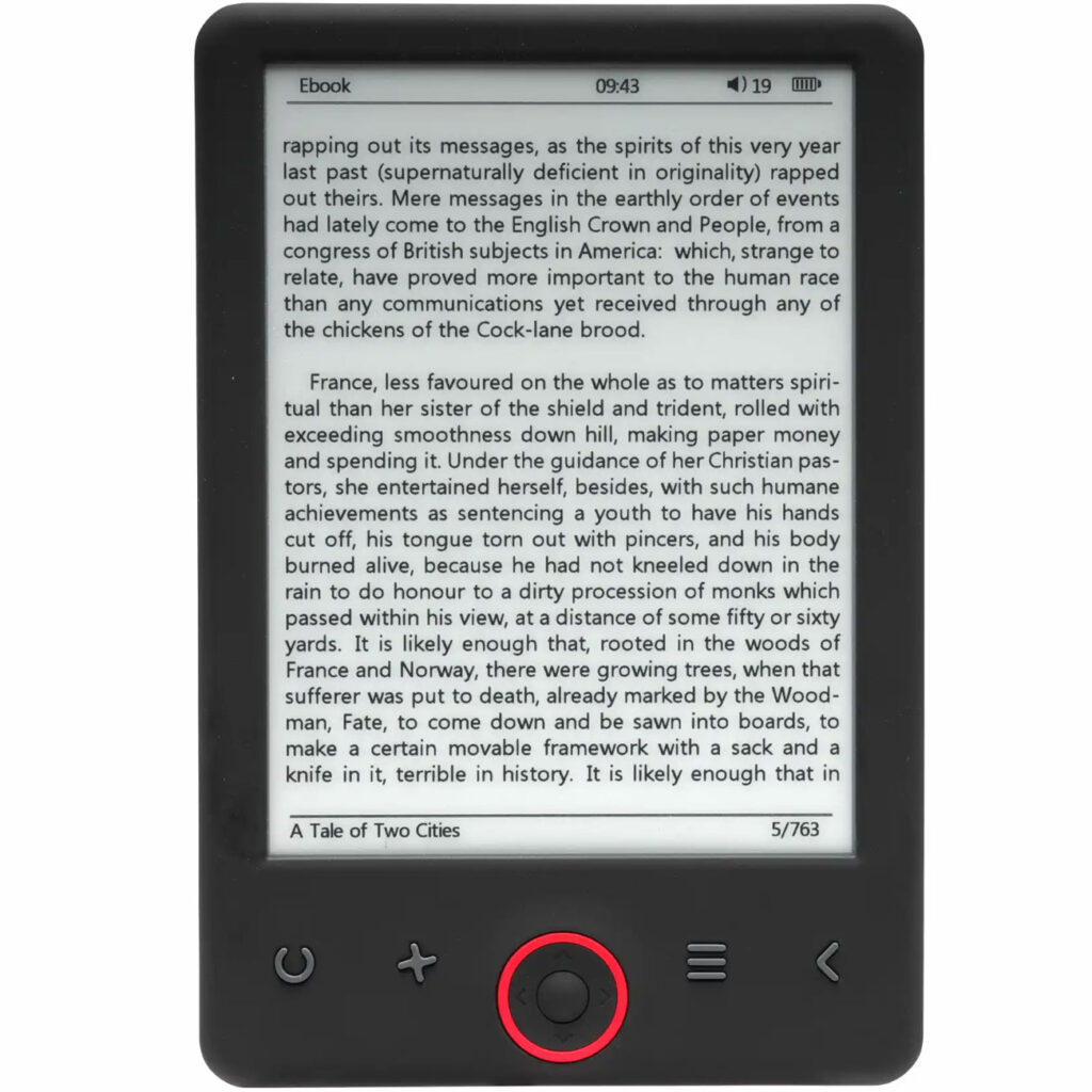 6″ E-Book Reader mit E-INK Display, 4 GB, 11,3 x 16,5 x 0,9 cm