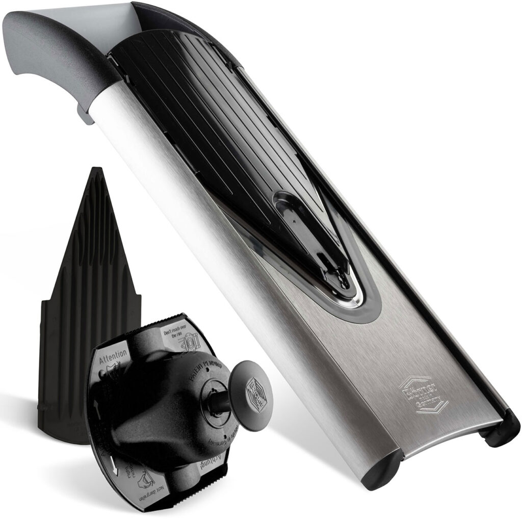 Edelstahl-Gemüsereibe V6 Basis Set, 3 Schnittstärken, silber-schwarz