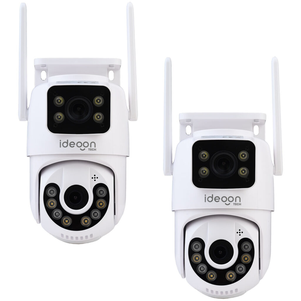 2er-Set Dual Lens IP Outdoor-Überwachungskamera, 355° mit Nachtsicht und Gegensprechen