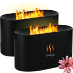 2er-Set Ultraschall-Aroma-Diffuser mit zuschaltbarem LED-Flammeneffekt, USB